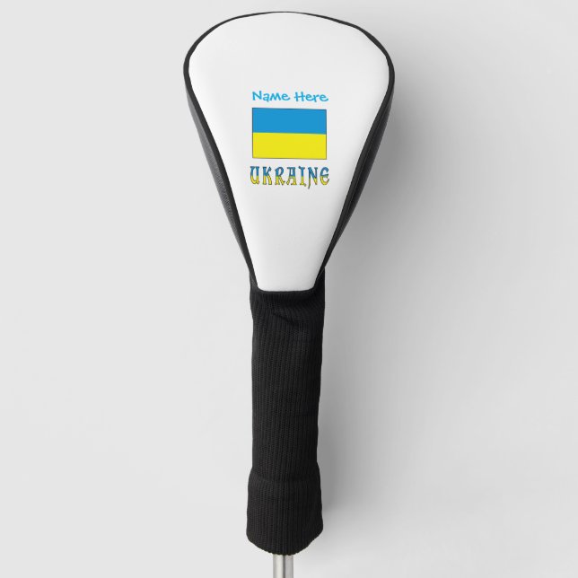 Ukraine and Ukrainian Flag Blue Personalisation  Golf Head Cover (Front)