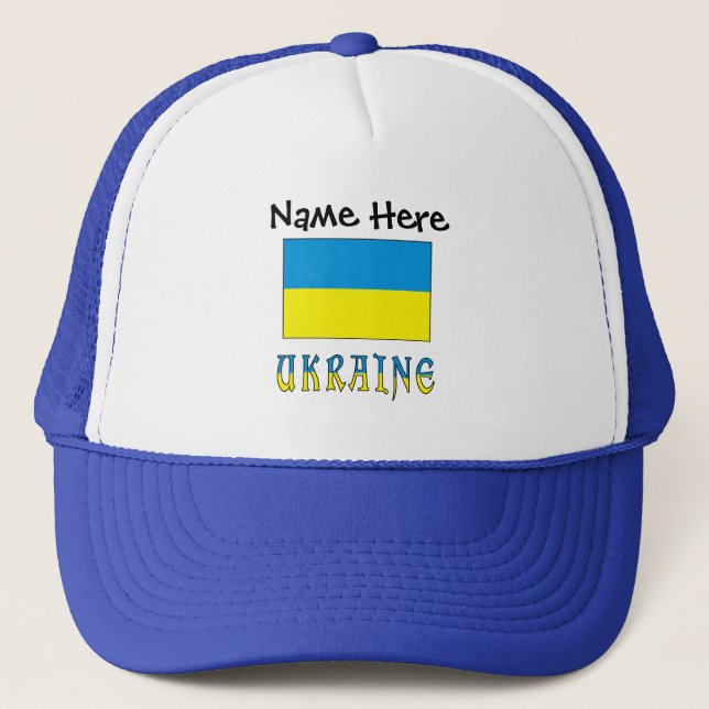 Ukraine and Ukrainian Flag Personalised  Trucker Hat (Front)
