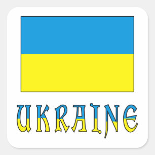 Ukraine and Ukrainian Flag Square Sticker