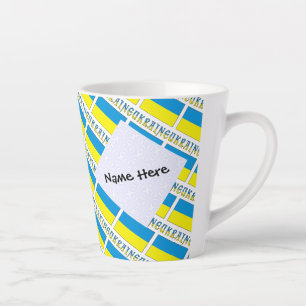 Ukraine and Ukrainian Flag Tiled Personalised  Latte Mug