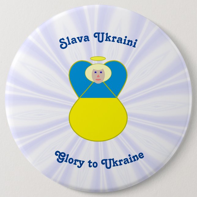 Ukraine Angel Slava Ukraini Glory to Ukraine 6 Cm Round Badge (Front)