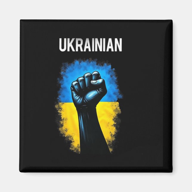 Ukraine Army Flag Trident Symbol Power Grip Ukrain Magnet (Front)