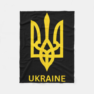 Ukraine Army Trident Symbol Middle Ukrainian Zelen Fleece Blanket