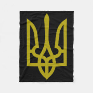 Ukraine Army Trident Symbol Middle Ukrainian Zelen Fleece Blanket