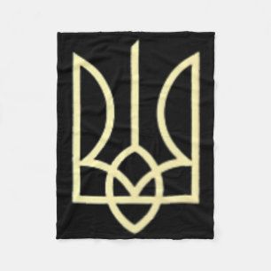 Ukraine Army Trident Symbol Middle Ukrainian Zelen Fleece Blanket