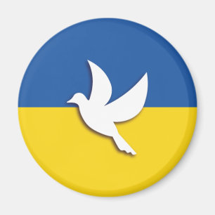 UKRAINE BICOLOR PEACE DOVE BLUE YELLOW FLAG MAGNET