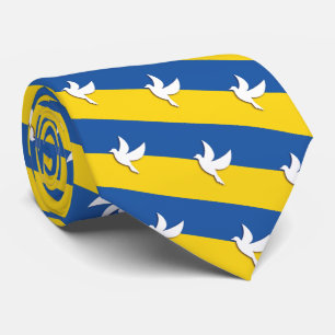 UKRAINE BICOLOR PEACE DOVE BLUE YELLOW FLAG TIE