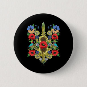 Ukraine Birds Red Poppies Trysub Retro Ukrainian V 6 Cm Round Badge