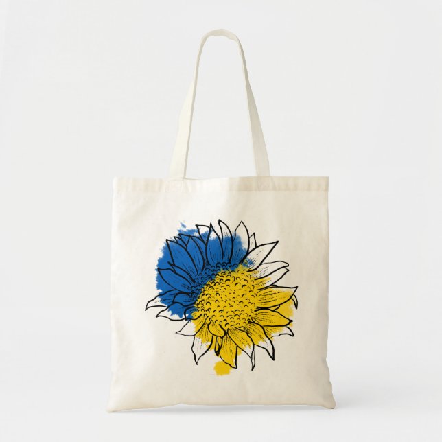 Ukraine Blue and Yellow Sunflower Support Tote Bag (Front)