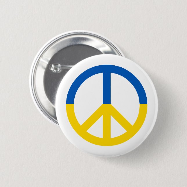 Ukraine Blue Yellow Flag Peace Symbol Sign 6 Cm Round Badge (Front & Back)