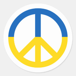 Ukraine Blue Yellow Flag Peace Symbol Sign Classic Round Sticker
