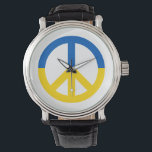 Ukraine Blue Yellow Flag Peace Symbol Sign Watch<br><div class="desc">Peace for Ukraine 💙💛</div>