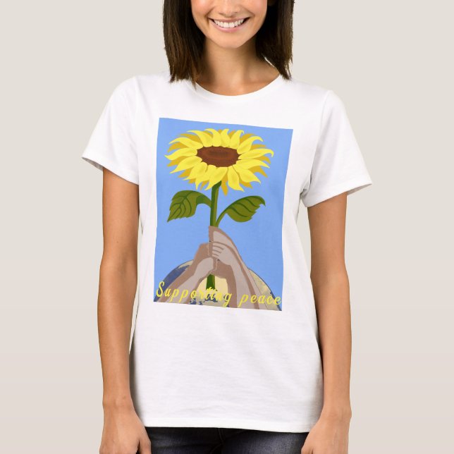 Ukraine "blue yellow" peace sunflower colourful T-Shirt (Front)