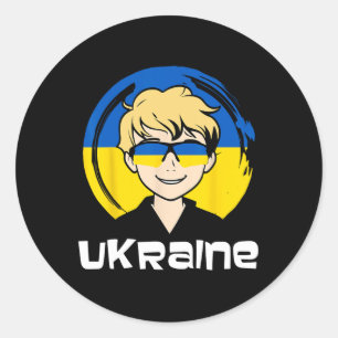 Ukraine Boy Classic Round Sticker
