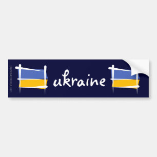 Ukraine Brush Flag Bumper Sticker
