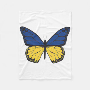 Ukraine Butterfly - Blue And Yellow Flag - Freedom Fleece Blanket