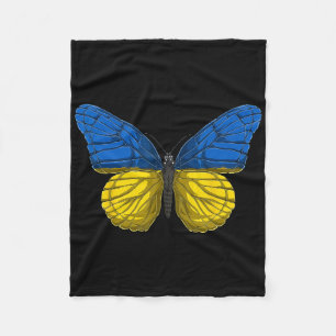 Ukraine Butterfly Shirt Patriotic Ukrainian Flag  Fleece Blanket