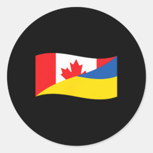 Ukraine Canada Dual Flag Unity Patriotic Cross-cou Classic Round Sticker