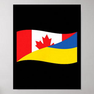 Ukraine Canada Dual Flag Unity Patriotic Cross-cou Poster