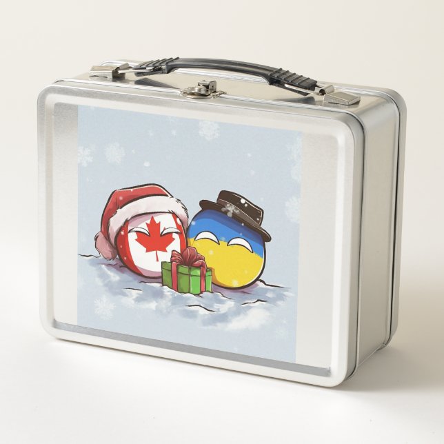 Ukraine Canada Polandball Countryball Metal Lunch Box (Front)