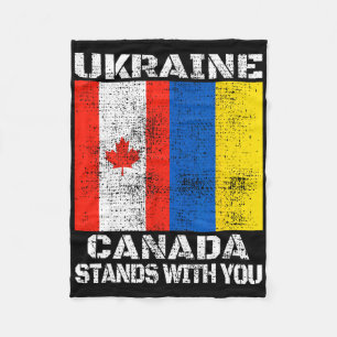 Ukraine Canada Stands With You Canadian Support Fleece Blanket