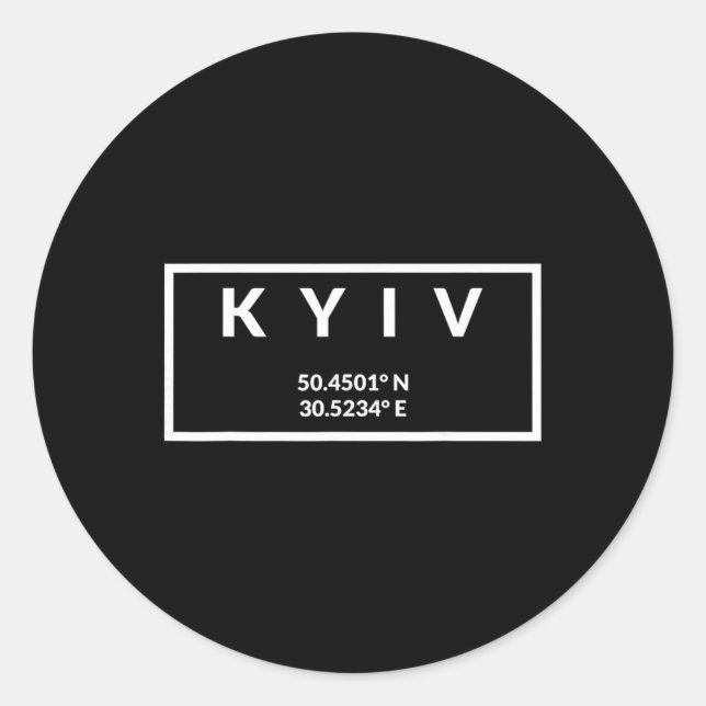 Ukraine Capital Coordinates - Kyiv 1  Classic Round Sticker (Front)