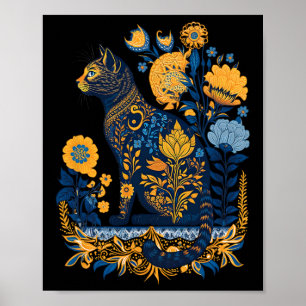 Ukraine Cat Cute Floral Vintage Ukrainian Flag And Poster