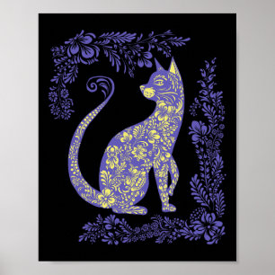 Ukraine Cat Cute Floral Vintage Ukrainian Vyshyvan Poster