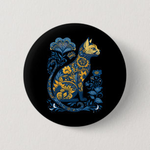 Ukraine Cat Floral Vintage Ukrainian Flag And Vysh 6 Cm Round Badge