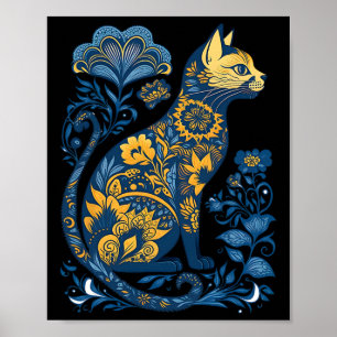 Ukraine Cat Floral Vintage Ukrainian Flag And Vysh Poster