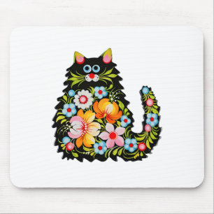 Ukraine Cat Floral Vintage Ukrainian Flag Men Wome Mouse Pad