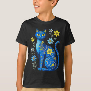Ukraine Cat Floral Vintage Ukrainian Flag Vyshyvan T-Shirt