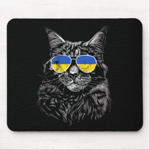 Ukraine Cat Slava Ukraine Sungles Flag For Men Wom Mouse Pad
