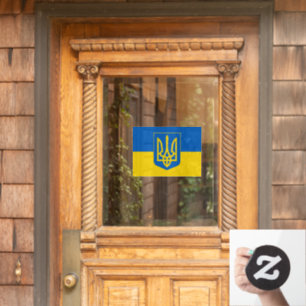 Ukraine Cling, Window Sign, Tryzub, Ukrainian Flag