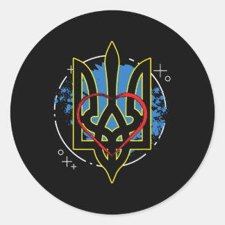 Ukraine Coat Arms Of Ukraine Cossack Ukrainian  Classic Round Sticker