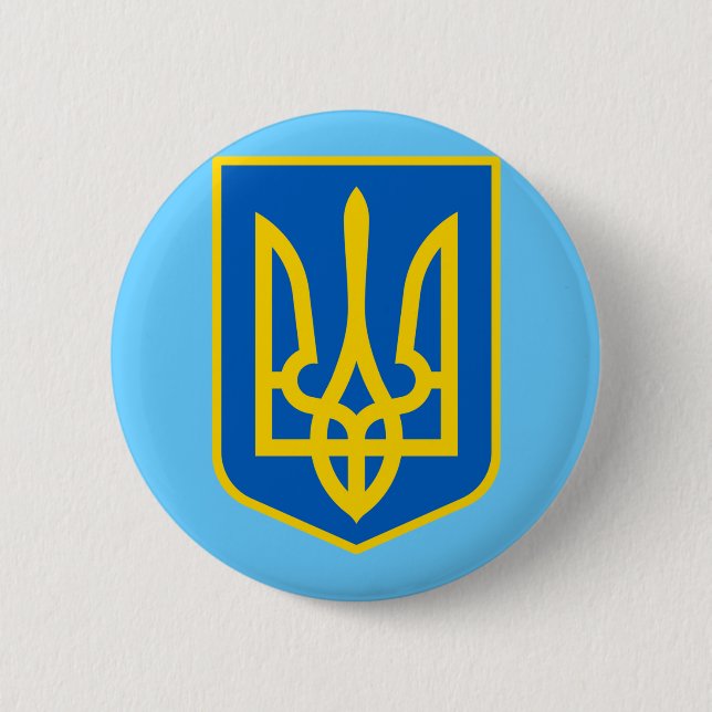 UKRAINE COAT OF ARMS 6 CM ROUND BADGE (Front)