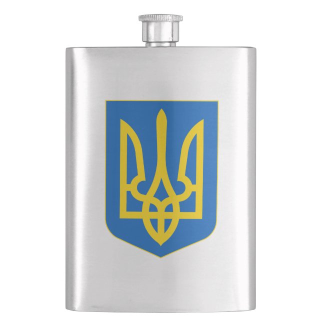 Ukraine Coat of Arms Hip Flask (Front)