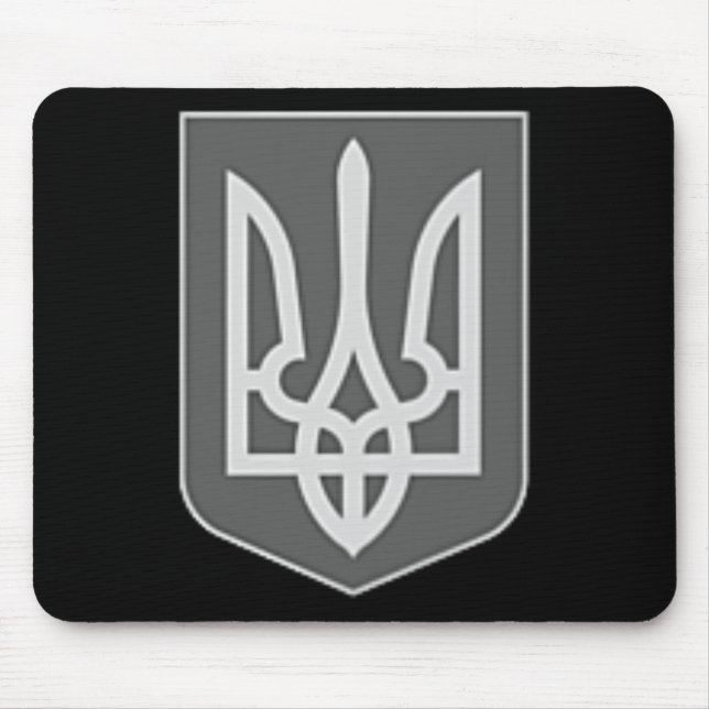 Ukraine Coat Of Arms Silver Trident Emblem Zelensk Mouse Pad (Front)