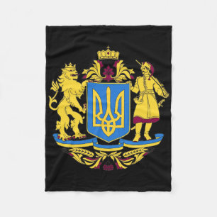 Ukraine Coat Of Arms Tee Flag Fleece Blanket