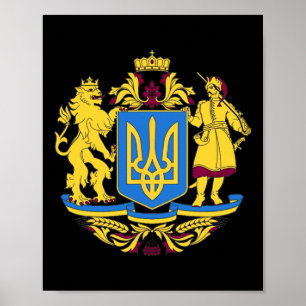 Ukraine Coat Of Arms Tee Flag  Poster