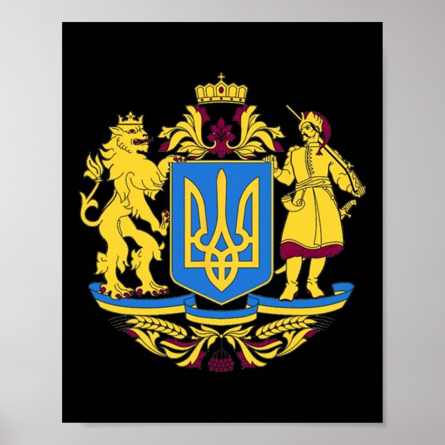 Ukraine Coat Of Arms Tee Flag  Poster (Front)