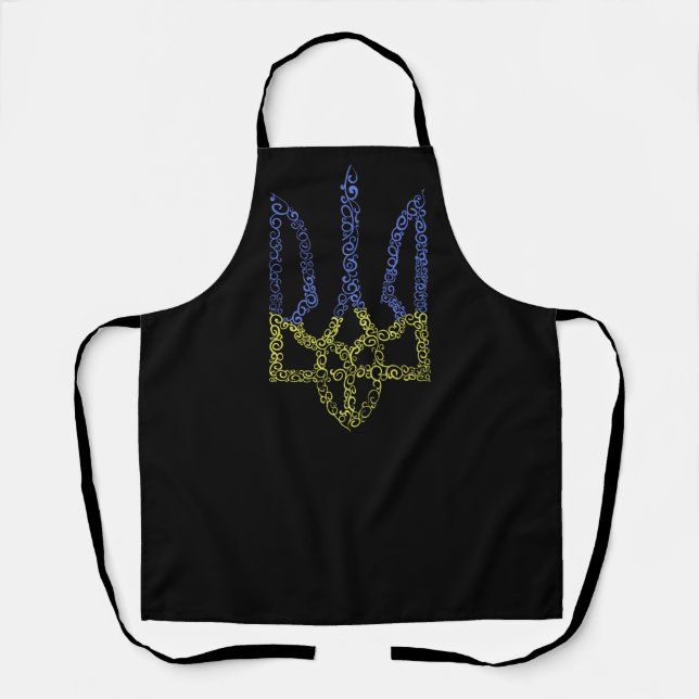 Ukraine coat of arms trident tryzub spiral pattern apron (Front)