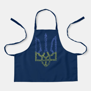 Ukraine coat of arms trident tryzub spiral pattern apron