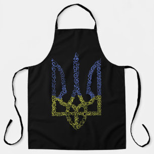 Ukraine coat of arms trident tryzub spiral pattern apron
