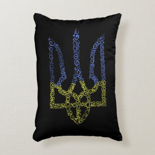 Ukraine coat of arms trident tryzub spiral pattern decorative cushion