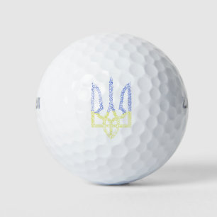 Ukraine coat of arms trident tryzub spiral pattern golf balls