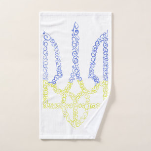 Ukraine coat of arms trident tryzub spiral pattern hand towel