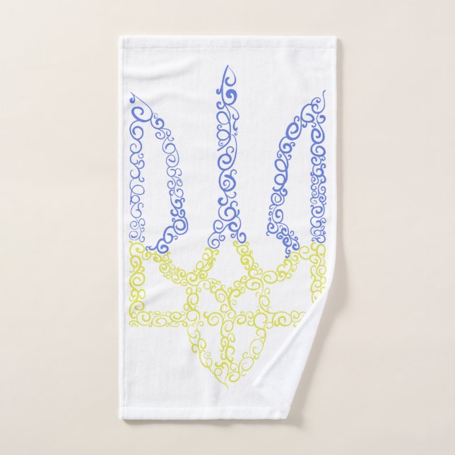 Ukraine coat of arms trident tryzub spiral pattern hand towel (Hand Towel)