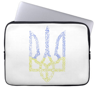 Ukraine coat of arms trident tryzub spiral pattern laptop sleeve