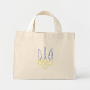 Ukraine coat of arms trident tryzub spiral pattern mini tote bag